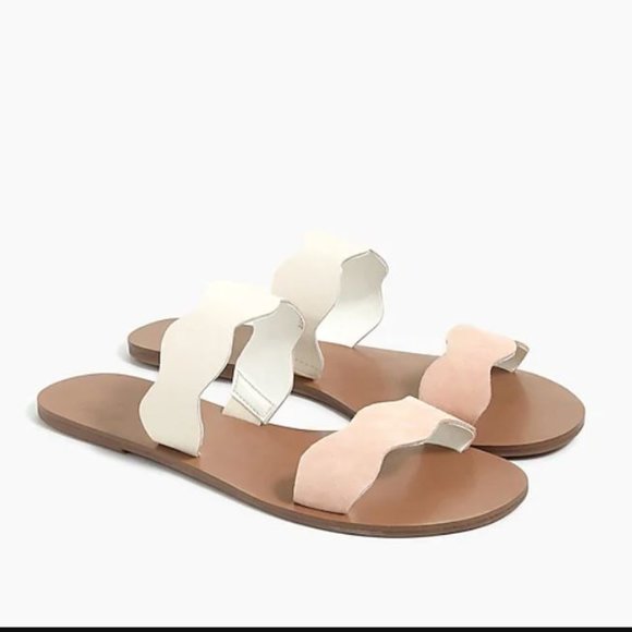 Shoes - NWT Suede Scalloped Slide Sandals